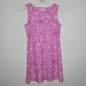 Jude Connally Hidden Tiger Lion Sleeveless Shift Dress Pink Barbie Abstract M